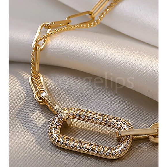 Gold Tone Double Chain Dangle Bracelet - Picture 4 of 5